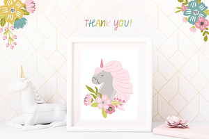 Unicorn Meadow Clipart & Pattern