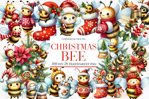 Christmas bee clipart, an Illustration by Designworld