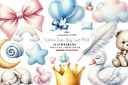 Watercolor Newborn Baby Clipart PNG, a Seasonal Illustration by CreationArt (Thumbnail 1 of 7)