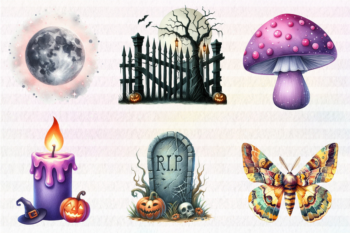 Watercolor  Haunted house, an Illustration by CreationArt (Photo 5 of 6)