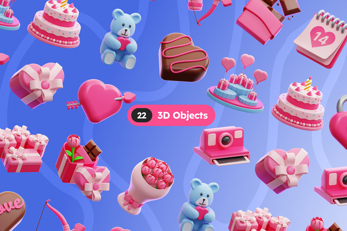 Valentine's Day 3D Icons, an Object 3D Model by Rakata Studio (Photo 5 of 7)