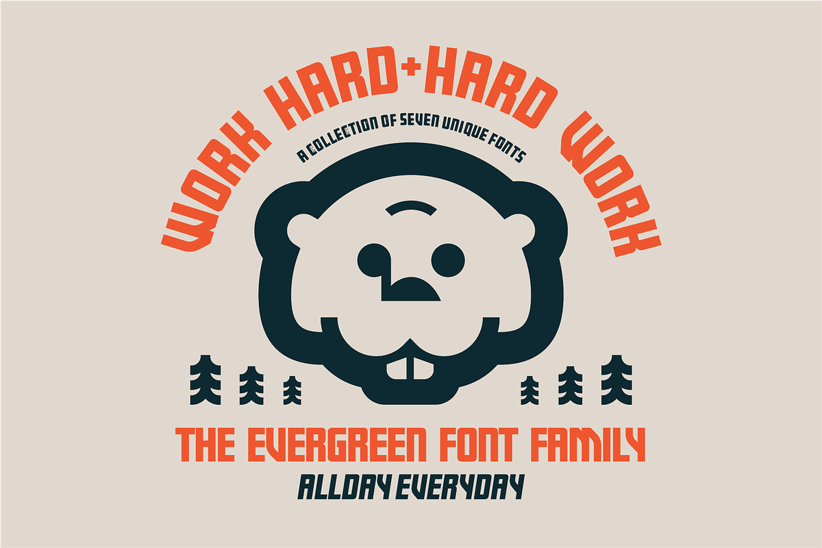 Evergreen Font | 7 Bold Styles, a Sans Serif Font by Bend Industries (Photo 1 of 7)