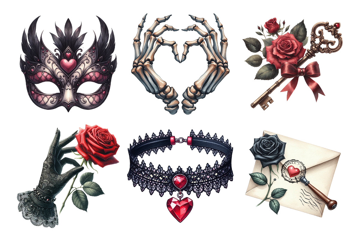 Love Gothic Valentine Clipart, an Illustration by Daily.Designs (Photo 3 of 5)