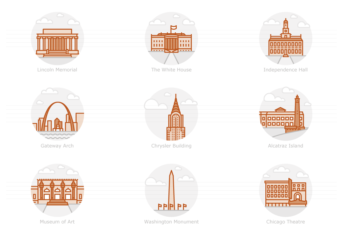 Landmarks of the USA 2 Icon Set, a Duotone Icon by Jozsef Balazs-Hegedus (Photo 2 of 6)