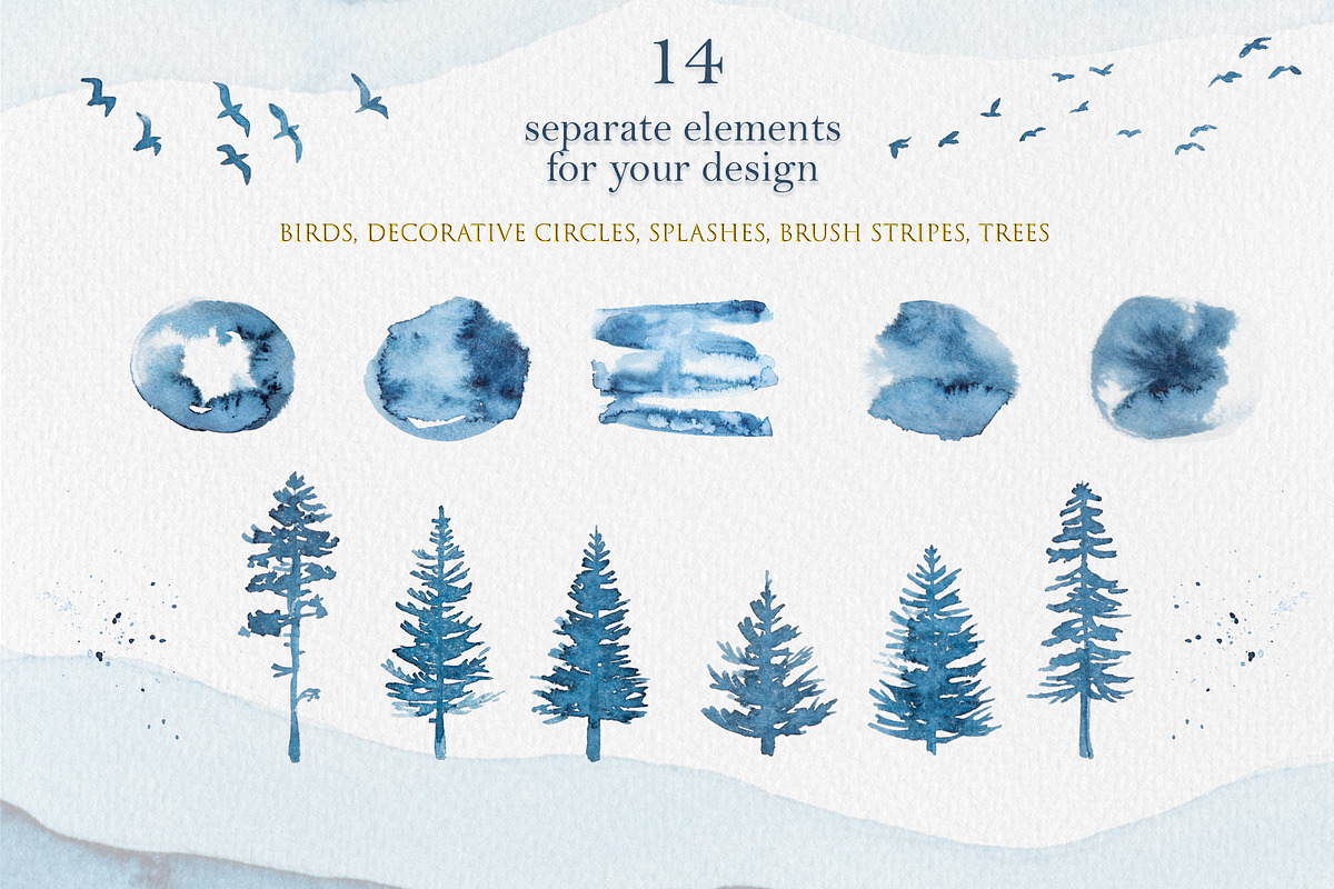 Watercolor landscapes and mountains, a Texture Illustration by Holovei (Photo 5 of 7)