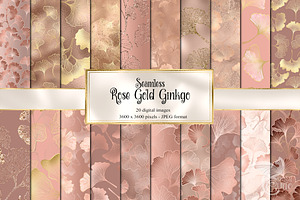 Rose Gold Ginkgo Digital Paper