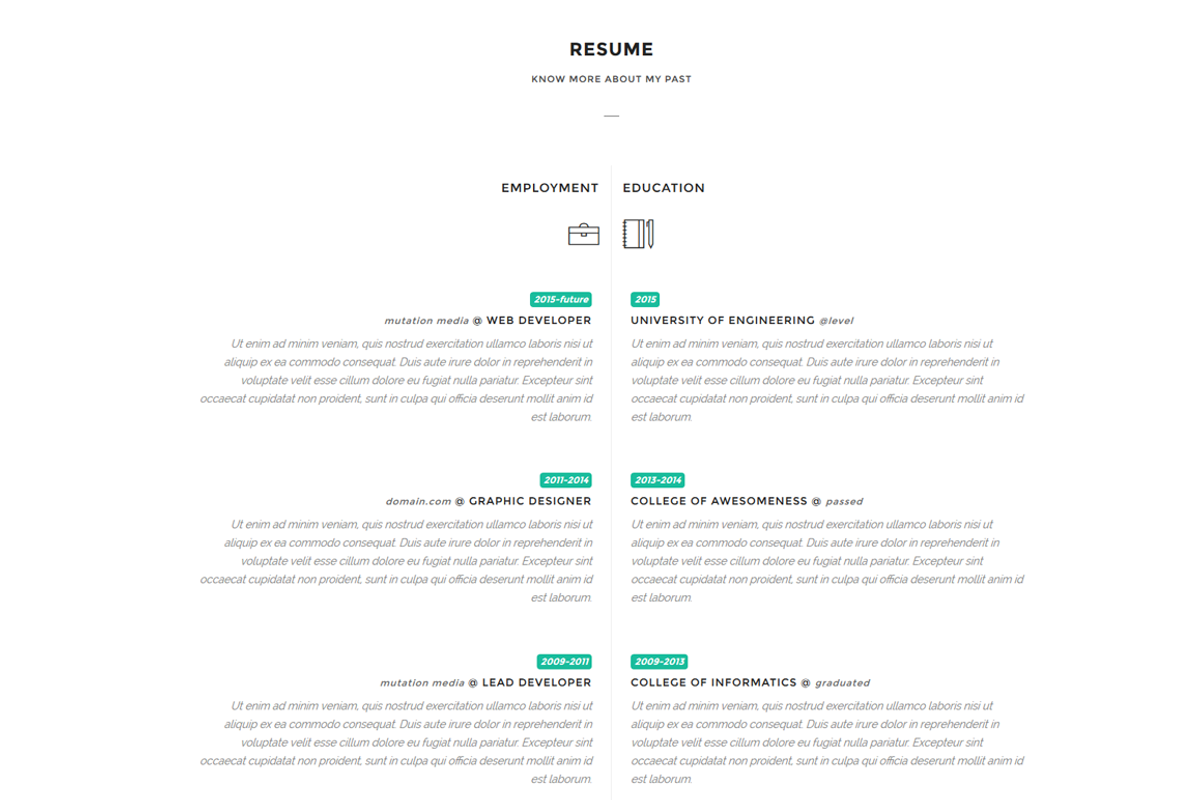 Bold - Personal Resume and Portfolio, a Bootstrap Template by Linewp (Photo 3 of 5)