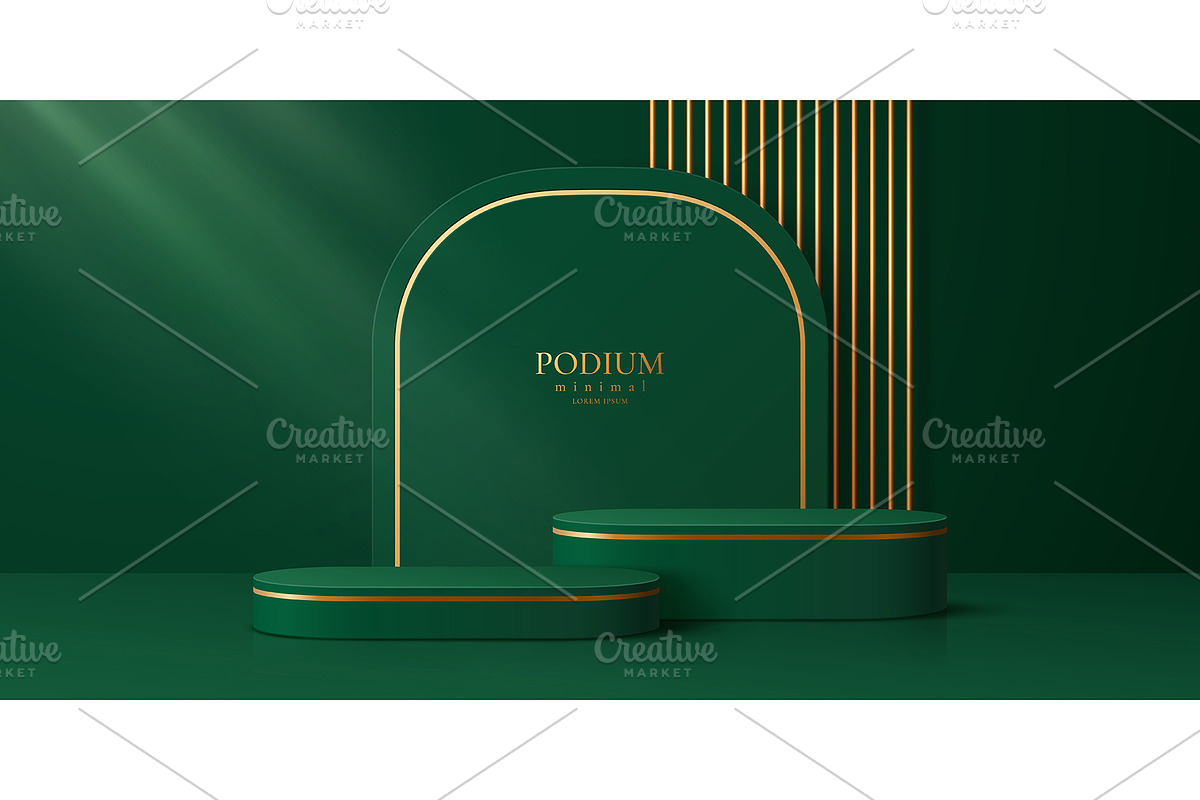 Green cosmetic product podium stand, an Illustration by Buch&Bee (Photo 1 of 3)