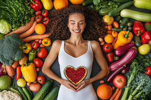 A heart-shaped arrangement of fruits, a Photo by Pavel_design