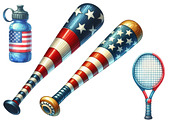 Patriotic Sports Elements Clipart, an Illustration by Designworld (Thumbnail 2 of 6)