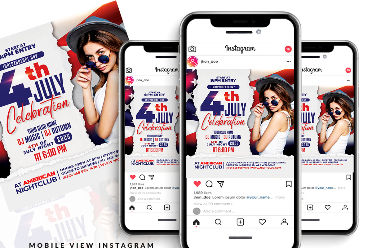 4th of July Party Flyer, a Flyer Template by AfzaalGraphics (Photo 2 of 2)