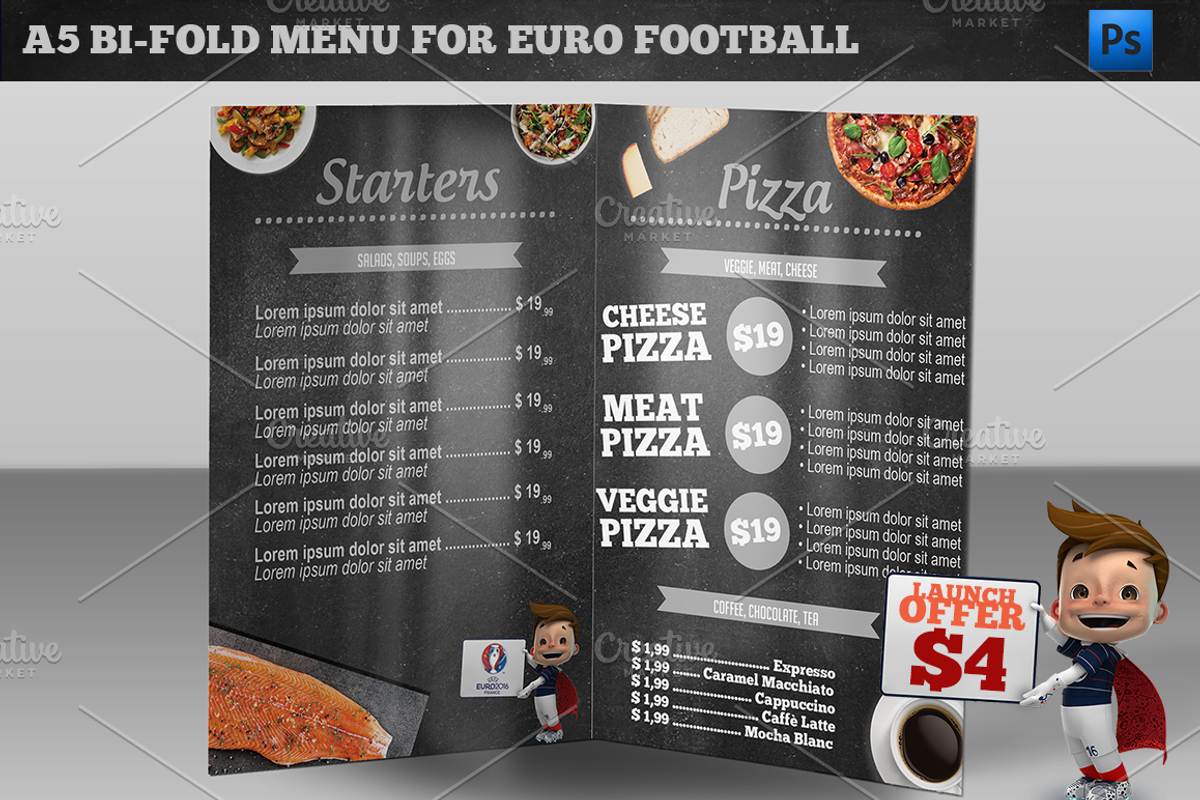 A5 Bi-Fold Menu Euro 2016 Football, a Brochure Template by Studio 19 (Photo 3 of 7)
