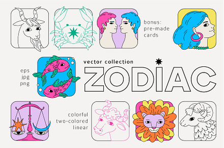ZODIAC funny hand drawn collection