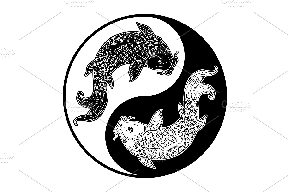 Two koi carps. Yin yang symbol, an Illustration by MoreVector