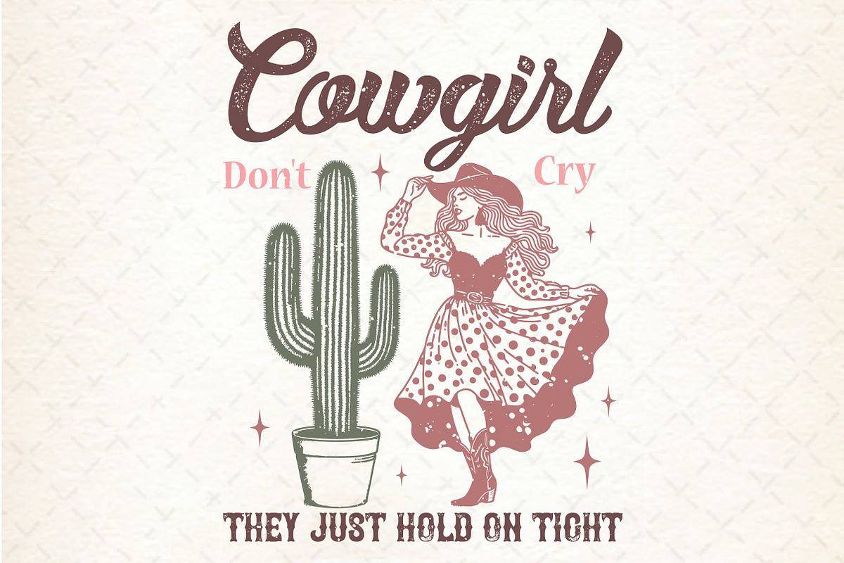Vintage Western Cowgirl Sublimation, an Illustration by Rose Art (Photo 3 of 7)