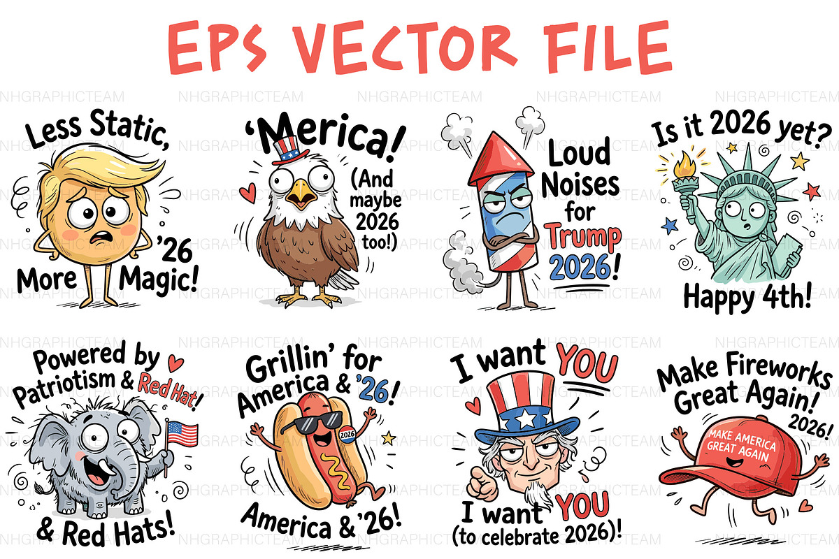 Funny Trump 2026 Sticker Pack, an Object Graphic by NH graphic (Photo 2 of 4)
