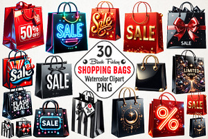 Black Friday Shopping Bags Clipart P, an Illustration by RobertsArt