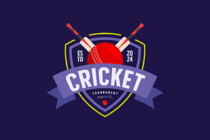 cricket logo emblem template design.