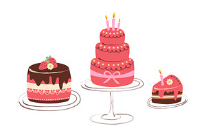 Hand painted bakery set with cakes