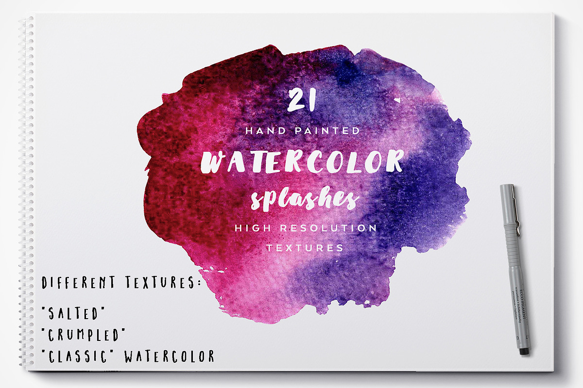 21 Watercolor splashes, a Background Graphic by KitsPix (Photo 1 of 5)