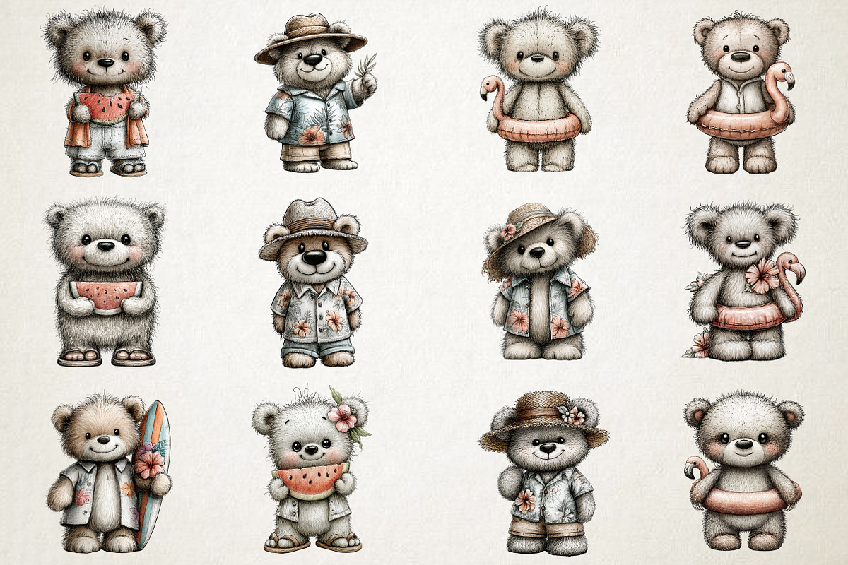 Cute Summer Bear PNG Clipart, an Animal Illustration by RobertsArt (Photo 2 of 7)