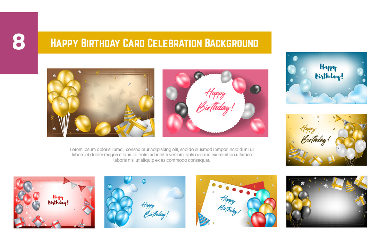 8 Happy Birthday Card Celebration, an Invitation Template by jongcreative (Photo 1 of 3)