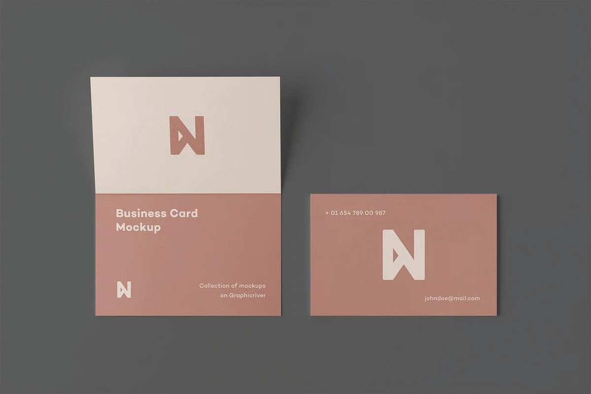 Bi-Fold Business Card Mockup, an Advertising Mockup by DesignRushMarket (Photo 2 of 9)