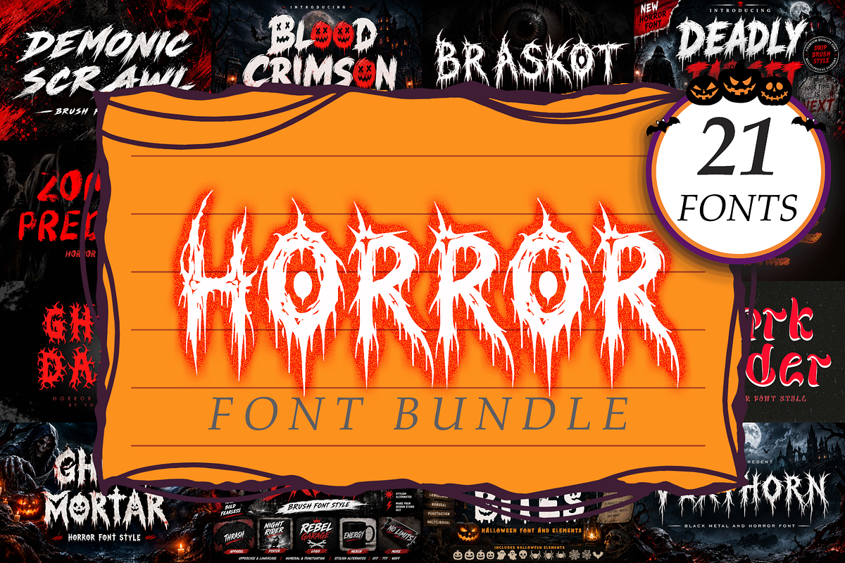 Horror Font Bundle, a Handwritten Font by Yoga Letter (Photo 1 of 20)