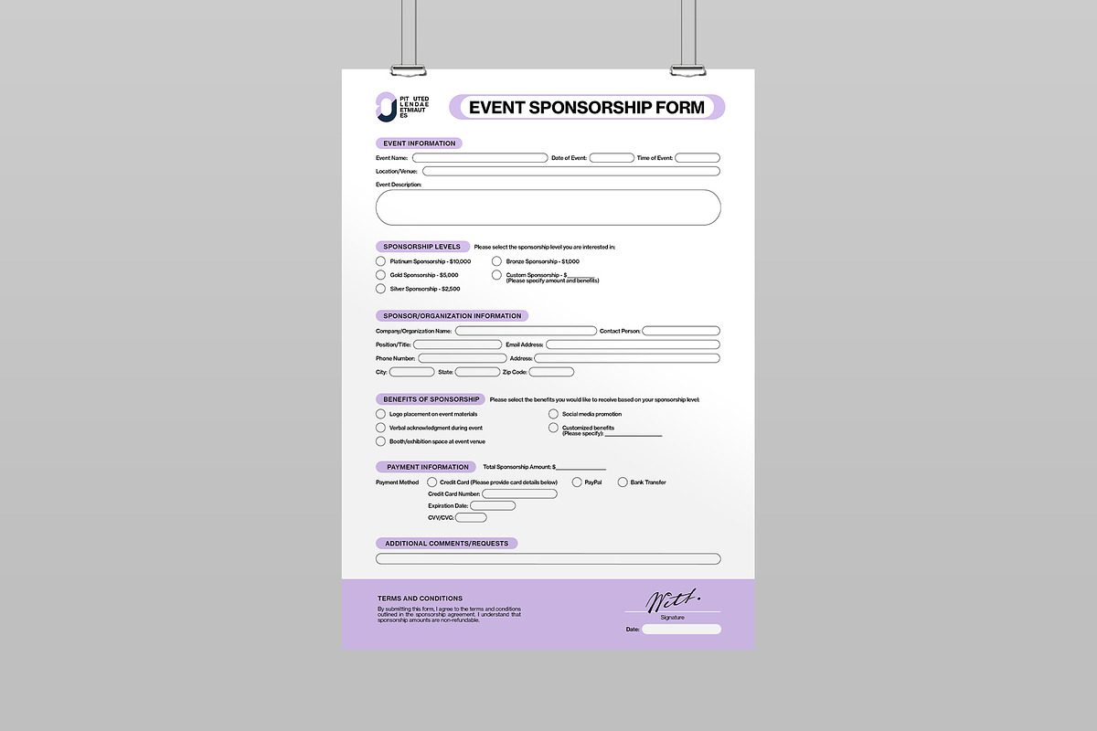 Event Sponsorship Form Template, a Stationery Template by BrandPacks (Photo 3 of 4)