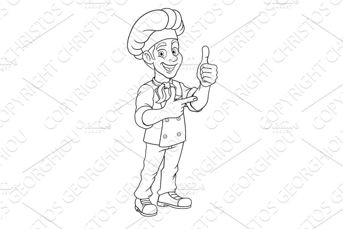Chef Baker Cook Cartoon Man Thumbs, a Person Illustration by Christos Georghiou
