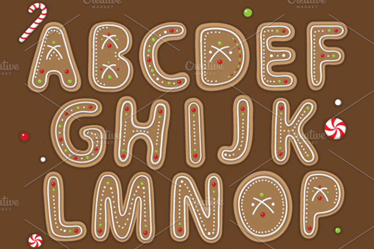 'Christmas Cookie'  vector alphabet, an Object Graphic by Cheeba Ribba Designs (Photo 1 of 3)