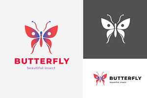 Red Aesthetic Butterfly Logo Design