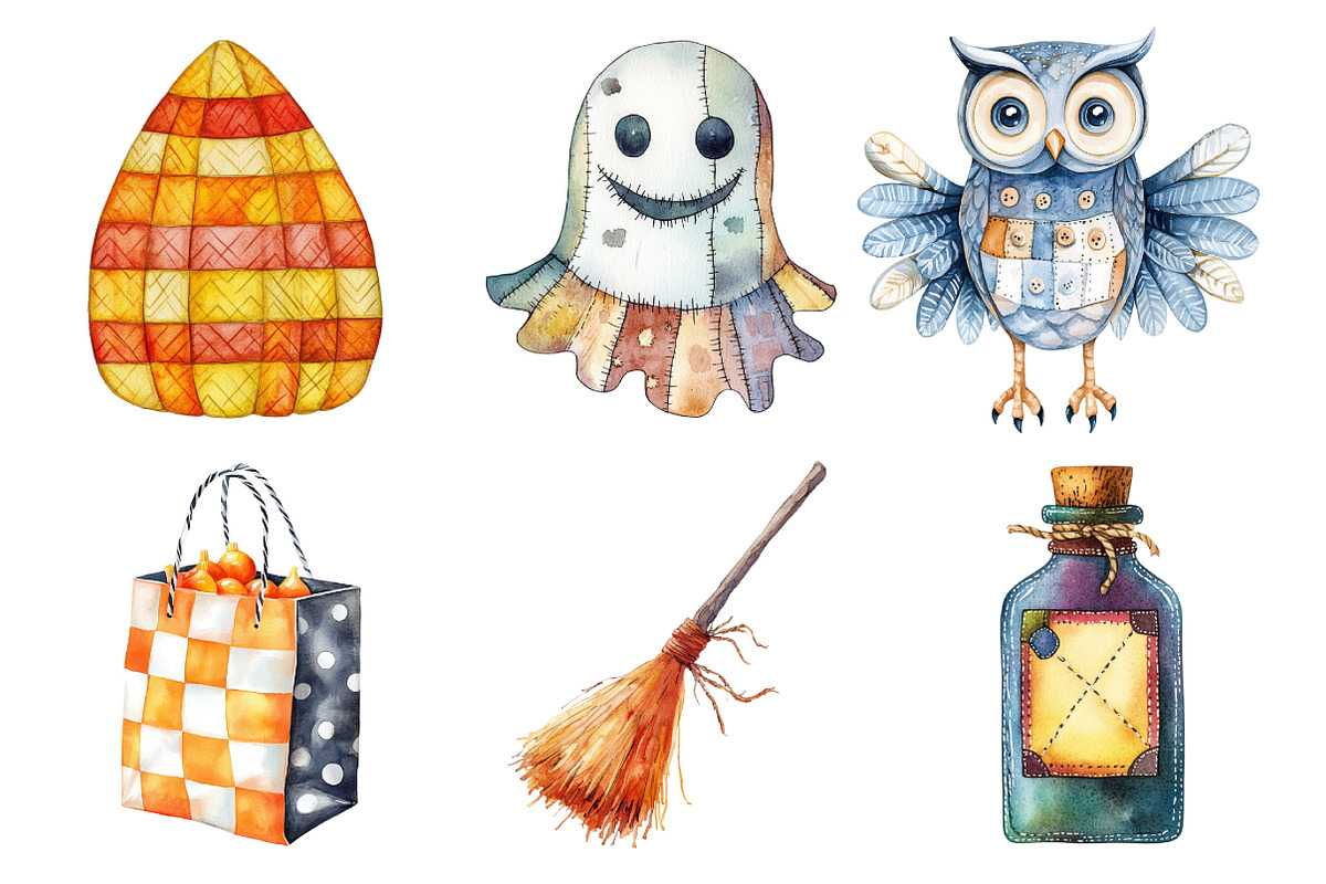 Watercolor Patchwork Style Halloween, an Illustration by Daily.Designs (Photo 5 of 5)