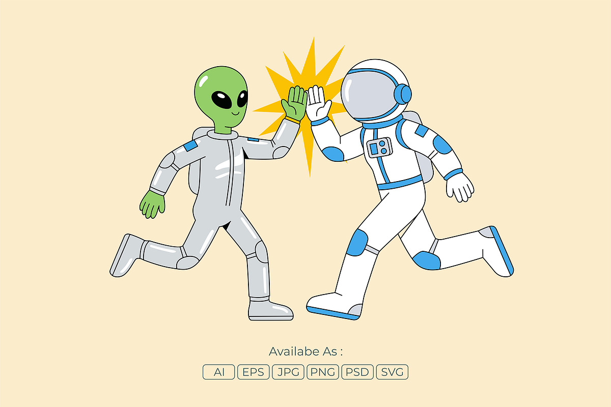 Space Friends High Five Cartoon, a Person Illustration by Partikusi Design (Photo 2 of 3)
