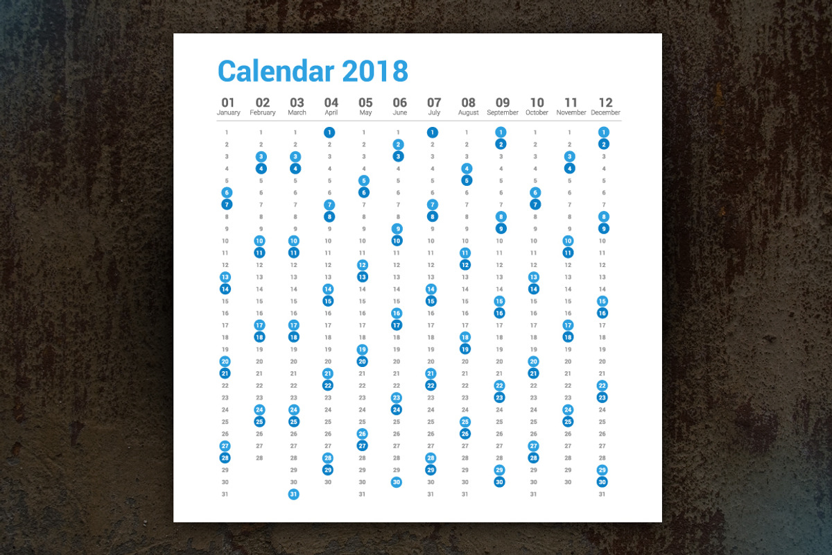Calendar 2018 Vertical Design, a Stationery Template by WORAKAMON Design Studio (Photo 3 of 3)