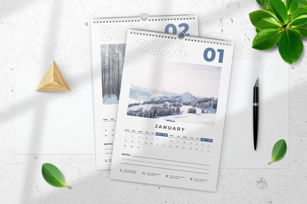 Wall Calendar 2024, a Print Template by Uiparvin (Photo 3 of 3)