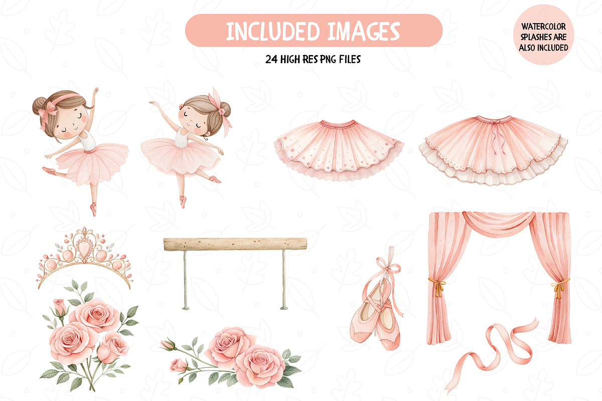 Blush Pink Watercolor Ballerinas PNG, an Illustration by TatiMockup (Photo 3 of 4)