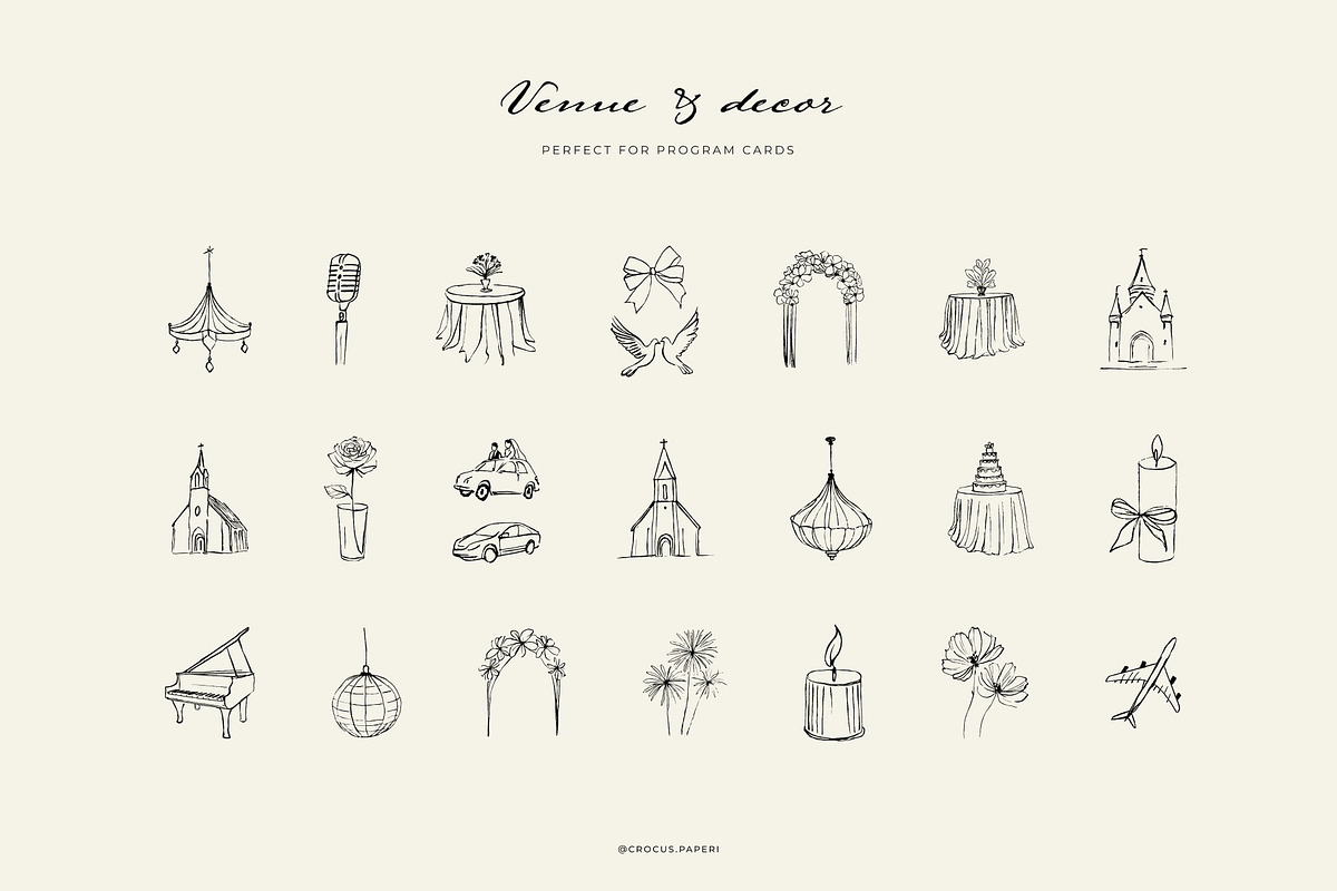 WEDDING line art illustrations, a Decorative Illustration by Crocus Paperi (Photo 4 of 6)