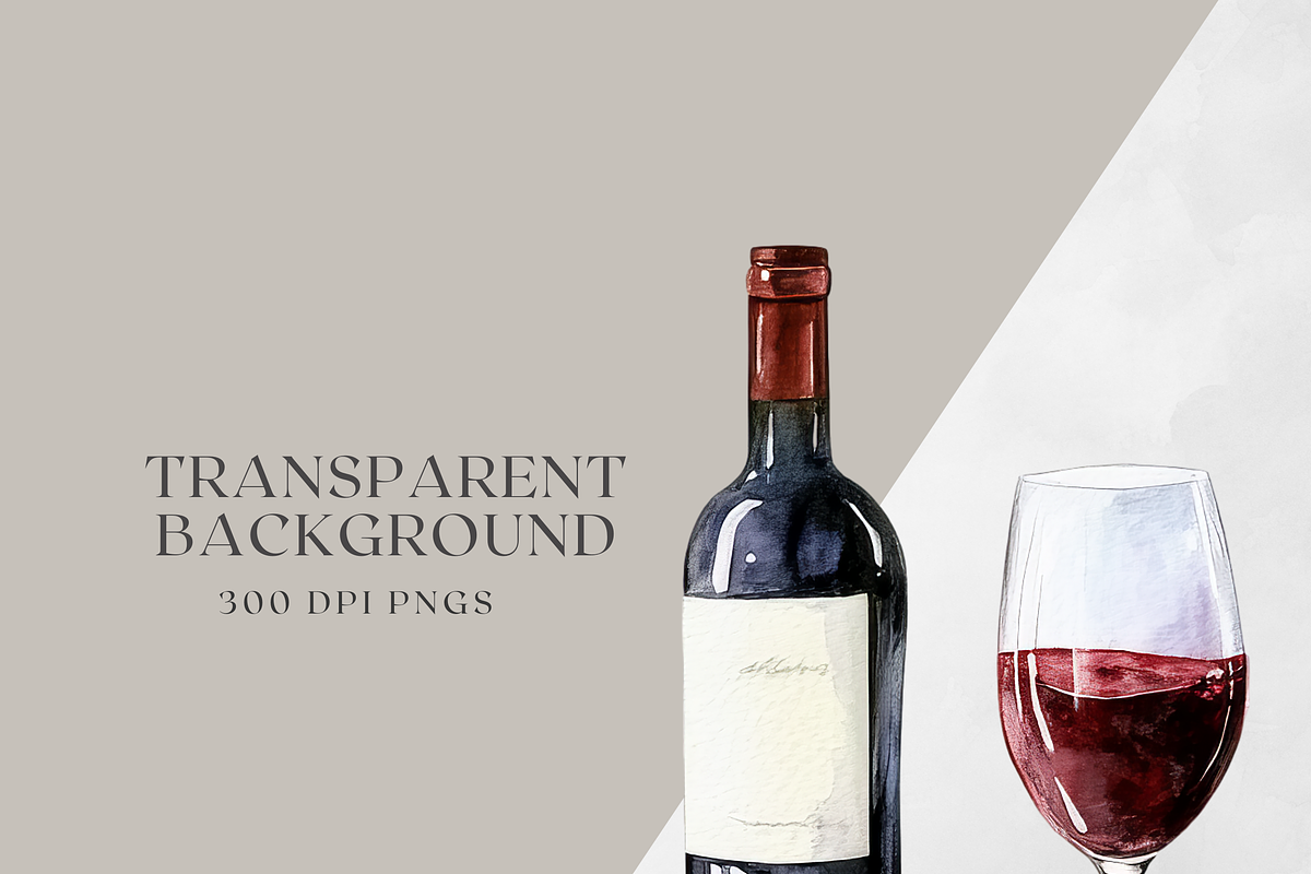 Wine Bottles & Glasses — Watercolor, a Decorative Illustration by ThaismotaCreativeCo (Photo 7 of 7)