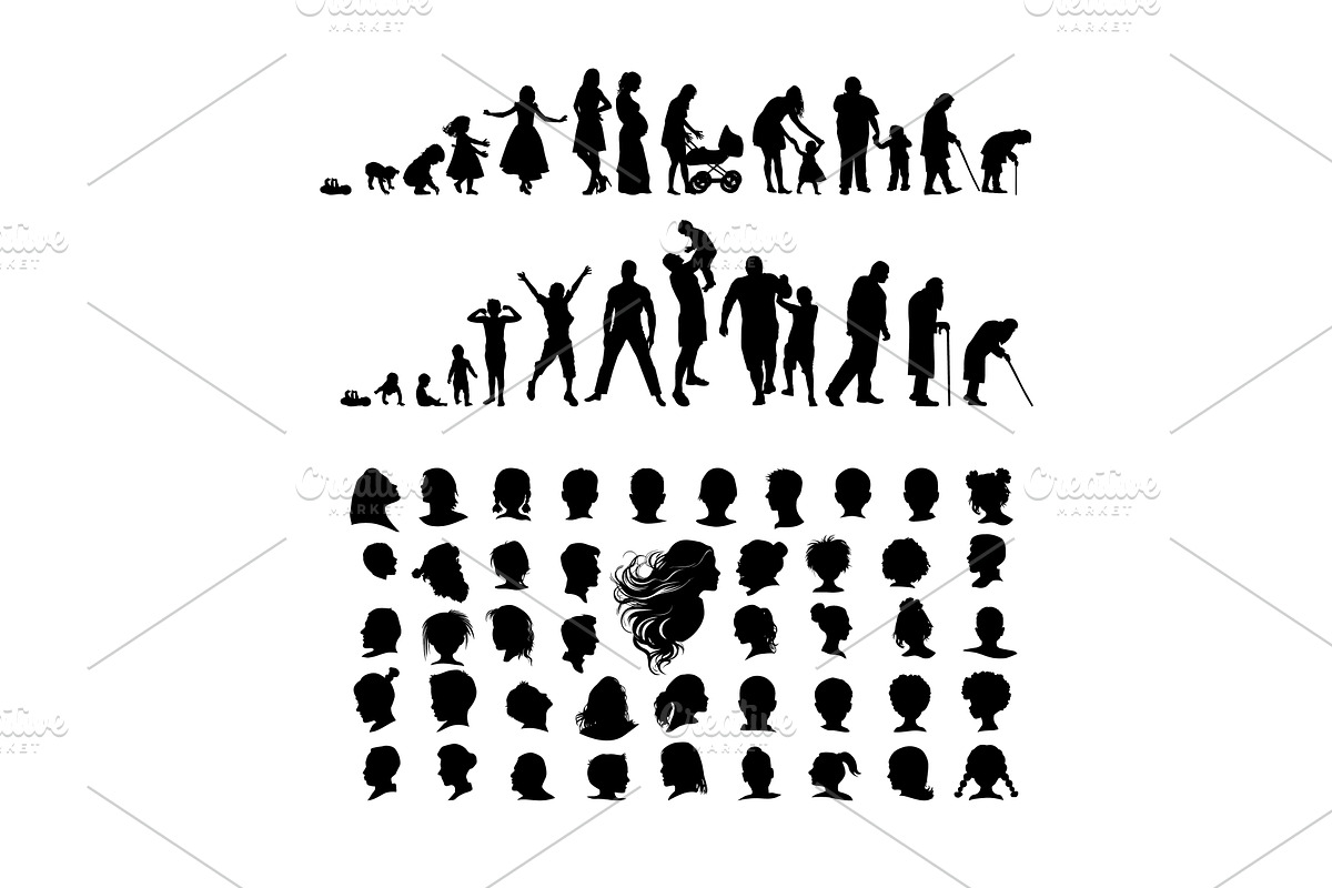 Silhouettes of people cycle of life, a Person Illustration by Nenahliadava Design