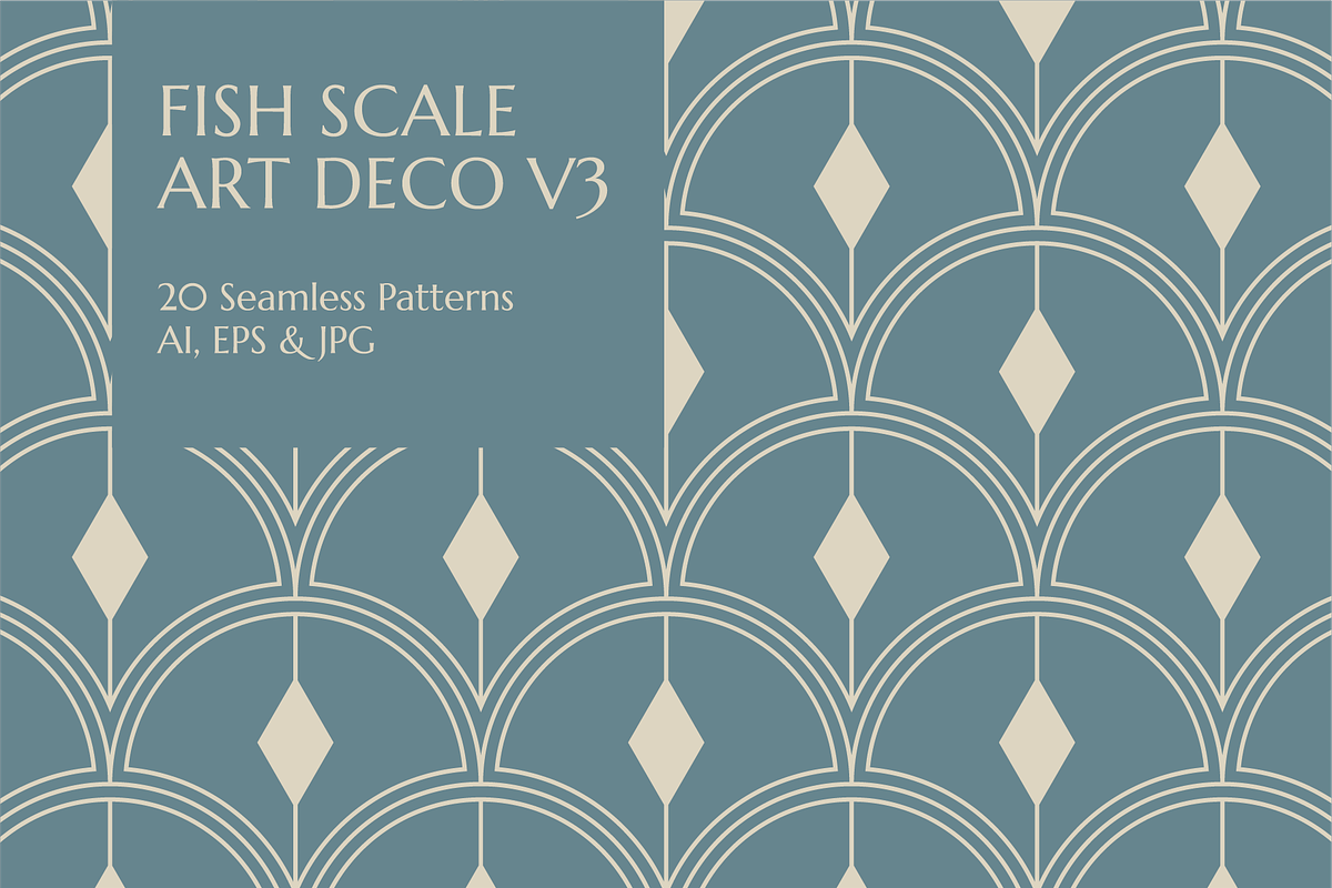 FishScale ArtDeco Patterns V3, a Pattern Graphic by Firowerk (Photo 1 of 6)