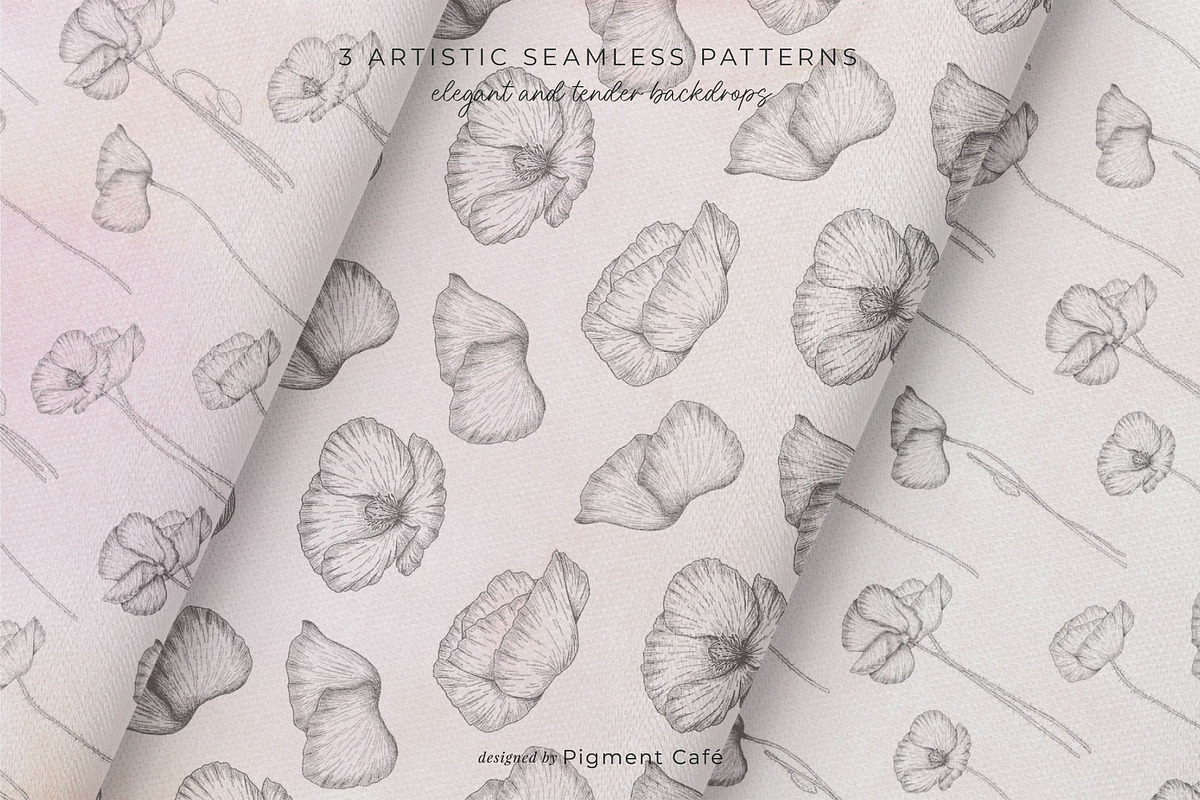 Sketch Pencil Poppy Flowers, an Illustration by Pigment Café (Photo 8 of 8)