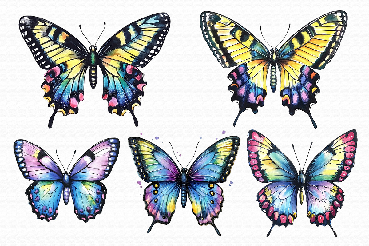 Watercolor Butterfly Clipart, an Illustration by Libby Wishes (Photo 3 of 5)