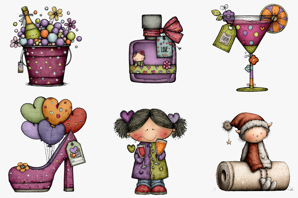 Girly Happy New Year CLIPART, an Illustration by CreationArt (Photo 5 of 7)