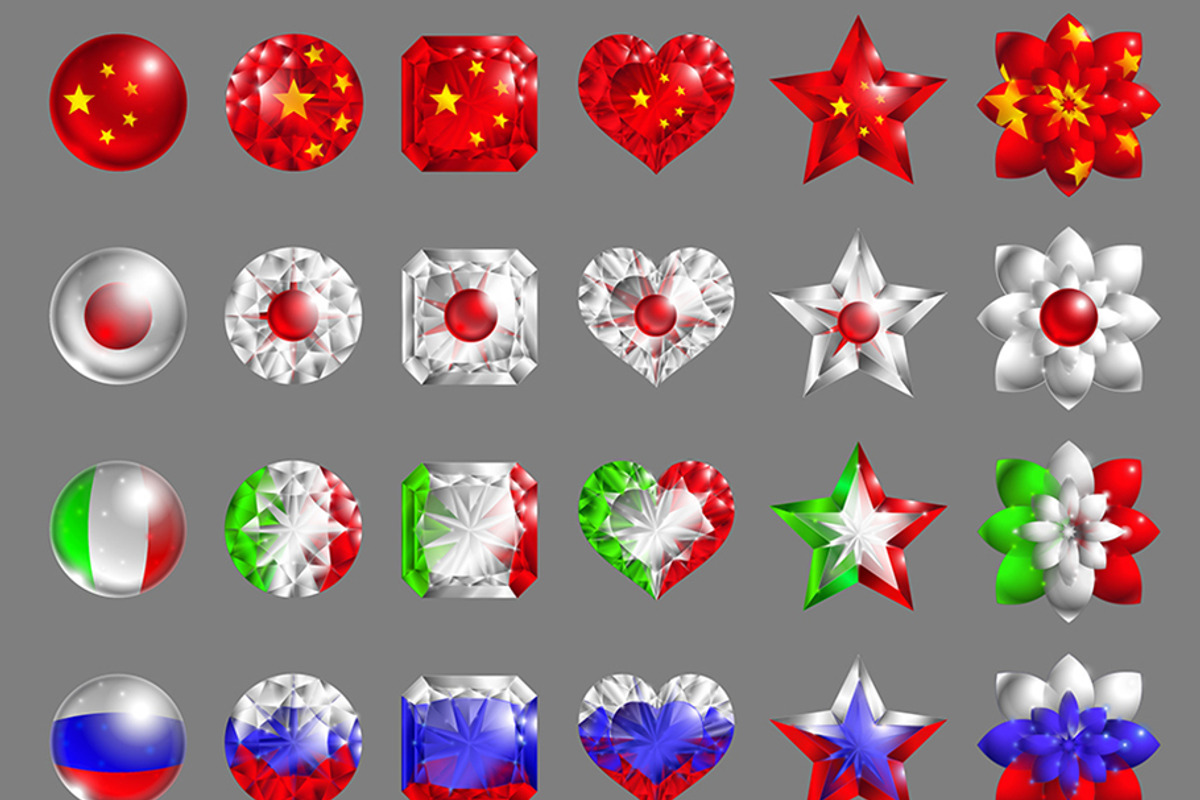 10 Country Flags & language Icons, an Object Graphic by Abysm Internal (Photo 2 of 3)