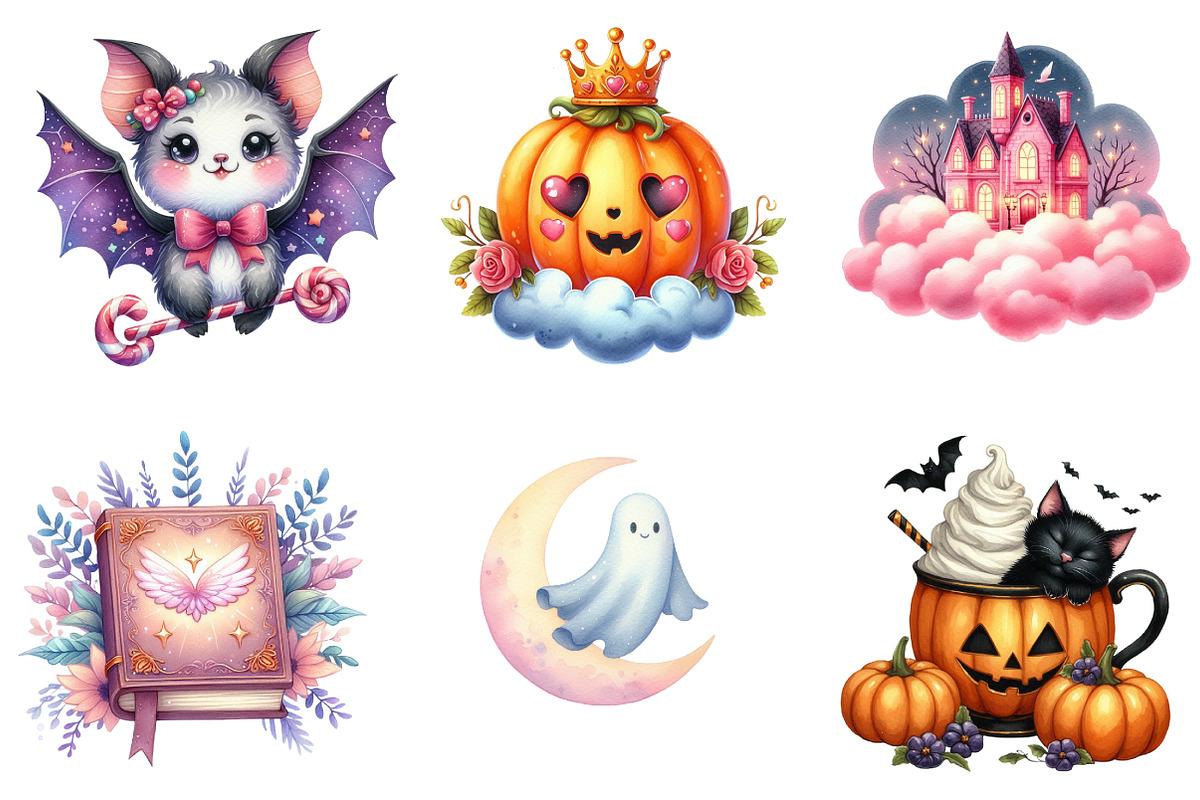 Dreamy Cute Halloween Clipart, an Illustration by DreamArtGraphic (Photo 3 of 5)