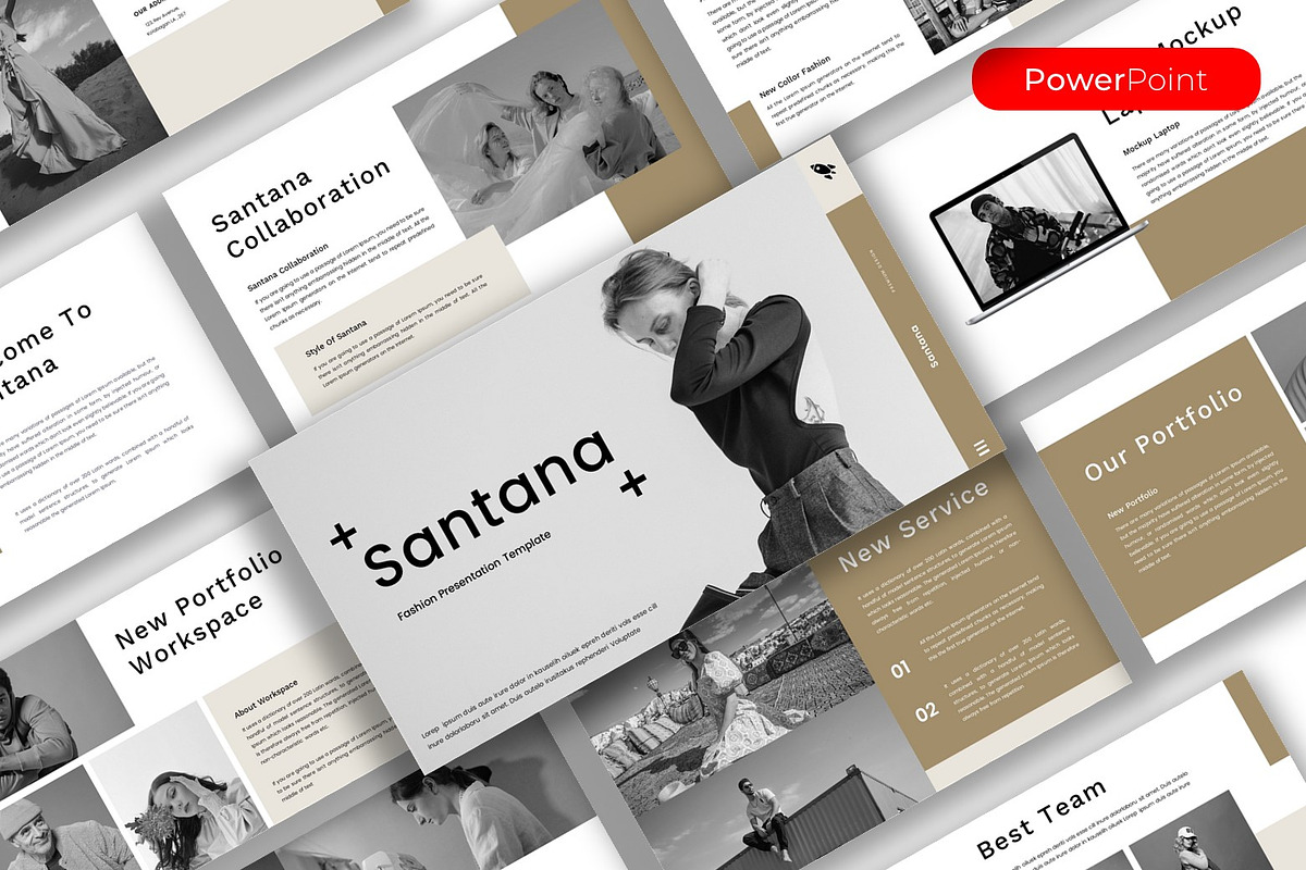 Santana – Fashion  PowerPoint, a Presentation Template by kreatifreya (Photo 1 of 5)