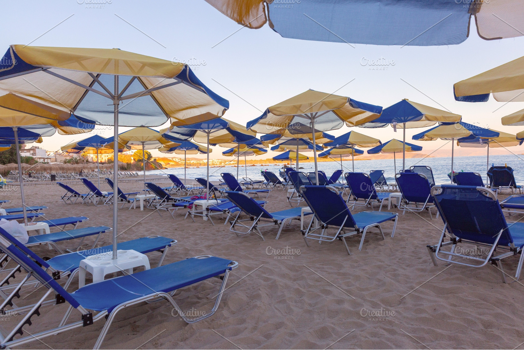 Empty Sun Loungers and Thatched, a Nature Photo by kavalenkava