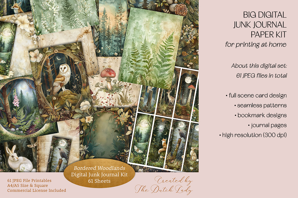 Bordered Woodlands Junk Journal Kit, a Decorative Illustration by The Dutch Lady Designs (Photo 1 of 7)