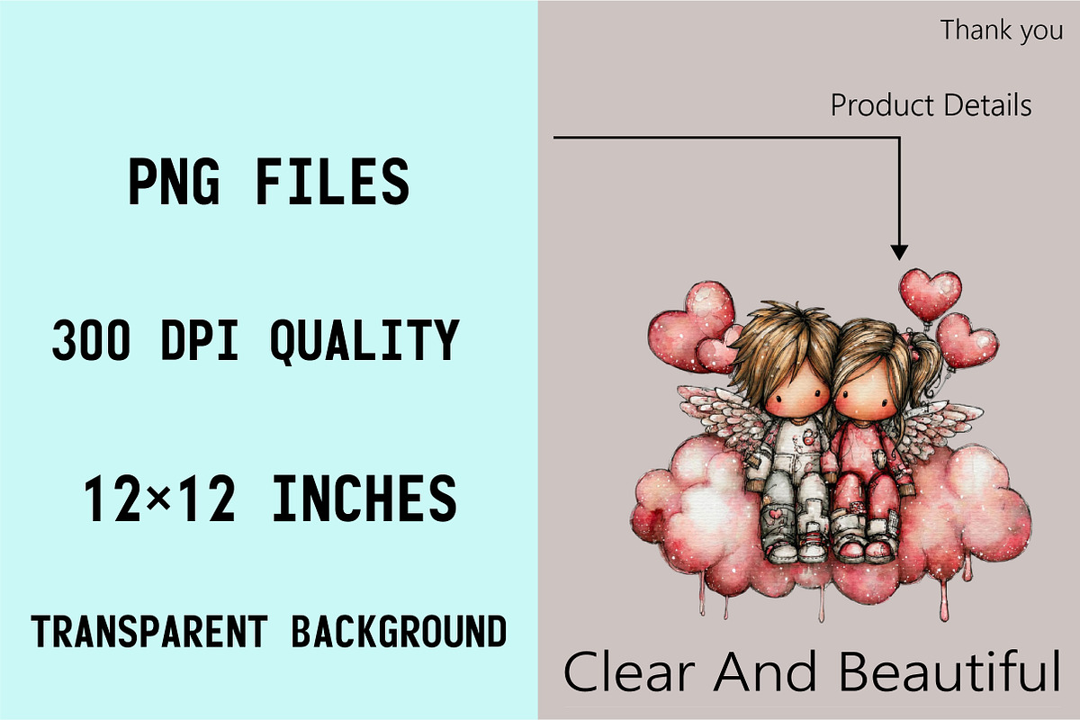 Whimsical Valentine Couple Clipart B, an Illustration by SVGArt (Photo 3 of 8)